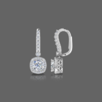 1.50ct Cushion Halo Drop Lab Grown Diamond Earrings