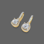 1.50ct Cushion Halo Drop Lab Grown Diamond Earrings