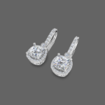 1.50ct Cushion Halo Drop Lab Grown Diamond Earrings