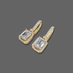 1.50ct Emerald Halo Drop Lab Grown Diamond Earrings
