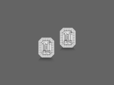 1.2ct Emerald Halo Lab Diamond Earrings