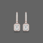1.50ct Emerald Halo Drop Lab Grown Diamond Earrings