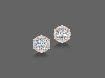 Classic 0.75 ct Round Halo Lab Grown Diamond Earrings