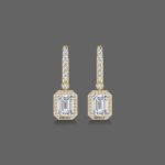 1.50ct Emerald Halo Drop Lab Grown Diamond Earrings