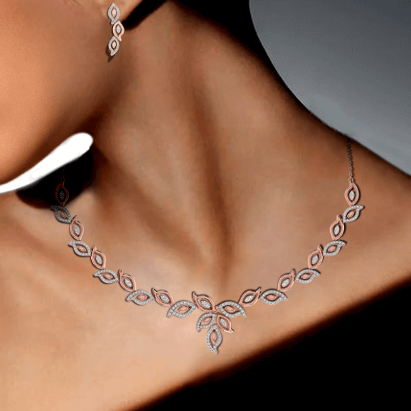 Chic-Leaf-Diamond-Necklace-Model-shoot
