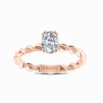 Chic-Oval-Cut-Solitaire-Ring-with-Entwined-Band-Rose-Gold-Front-View