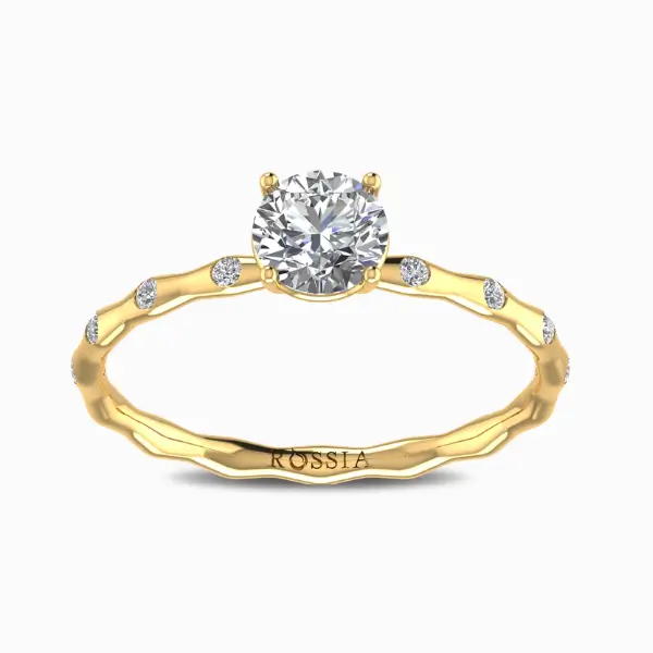 Dainty-Chic-Miracle-Plate-Natural-Diamond-Ring-Yellow-Gold-Front-View