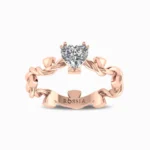 Elegant-Heart-Natural-Diamond-Ring-Rose-Gold-Front-View