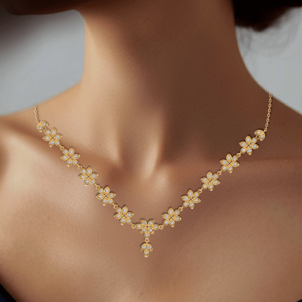 Floral-Diamond-Necklace-model-shoot