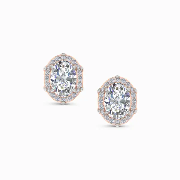 Grace 0.75 Carat Oval Halo Lab Diamond Stud Earrings Grace 0.75 Carat Oval Halo Lab Diamond Stud Earrings