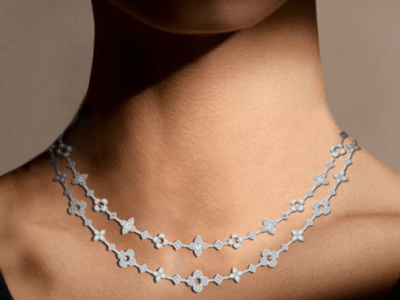 Luxury-Flower-Statement-Diamond-Necklace-model-shoot