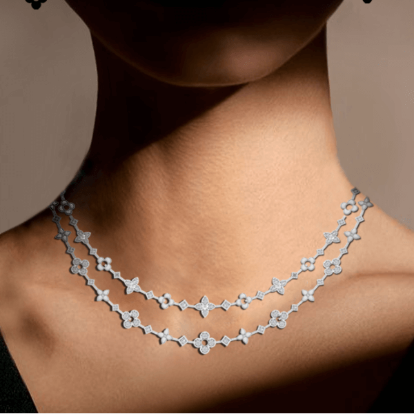Luxury-Flower-Statement-Diamond-Necklace-model-shoot