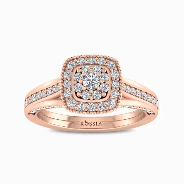 Mini-Women-Natural-Diamond-Ring-Rose-Gold-Front-View Mini Women Natural Diamond Ring