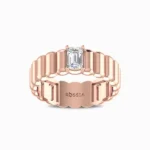 Emerald-Cut-Natural-Diamond-Wedding-Ring-For-Him-Rose-Gold-Front-View