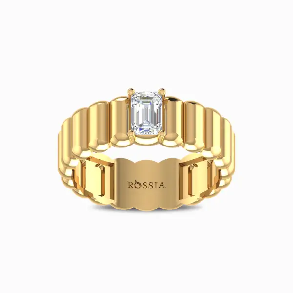 Emerald Cut Natural Diamond Wedding Ring For Him