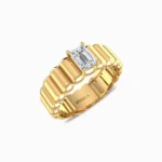 Emerald-Cut-Natural-Diamond-Wedding-Ring-For-Him-Yellow-Gold-Side-View
