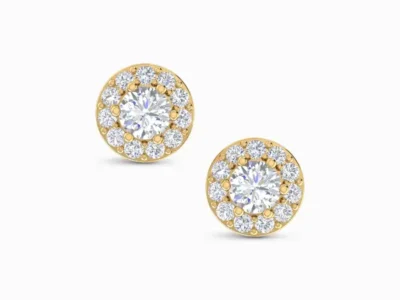 Pretty Halo Diamond Studs