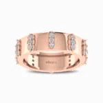 Shimmering-Wedding-Band-For-Him-Rose-Gold-Front-View