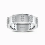 Shimmering-Wedding-Band-For-Him-White-Gold-Front-View