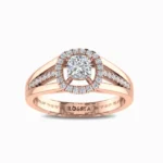 Cushion-Cut-Solitaire-Natural-Diamond-Ring-For-Women-Rose-Gold-Front-View