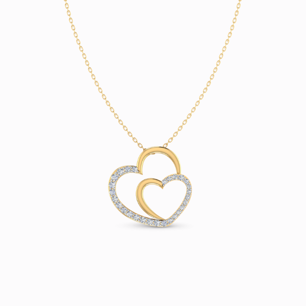 Dual-Heart-Shaped-Customized-Name-Lab-Grown-Diamond-Pendant-Yellow-Gold-Front-View Dual Heart Shaped Customized Diamond Name Pendant - Image 1