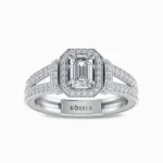 Emerald-Cut-Natural-Diamond-Engagement-Ring-White-Gold-Front-View