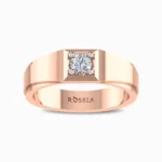 Round-Cut-Diamond-Men-Ring-Rose-Gold-Front-View