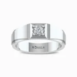 Round-Cut-Diamond-Men-Ring-White-Gold-Front-View