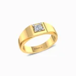 Round-Cut-Diamond-Men-Ring-Yellow-Gold-Side-View