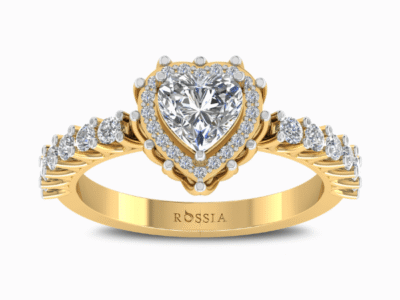 0.75-Ct-Heart-Cut-Lab-Grown-Diamond-Halo -Ring-Yellow-Gold-Front-View