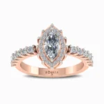 0.75-Ct-Marquise-Halo-Lab-Grown-Diamond-Ring-Rose-Gold-Front-View