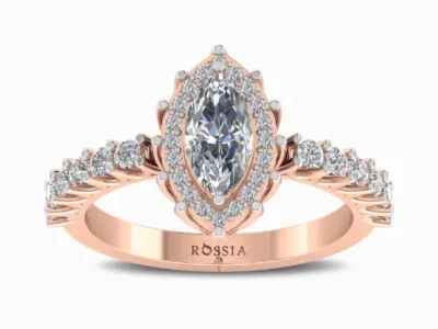 0.75-Ct-Marquise-Halo-Lab-Grown-Diamond-Ring-Rose-Gold-Front-View