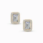 0.30 Ct Emerald Cut Halo Lab Grown Diamond Earrings