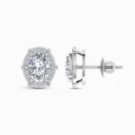 0.30 Ct Oval Cut Halo Lab Grown Diamond Mens Studs