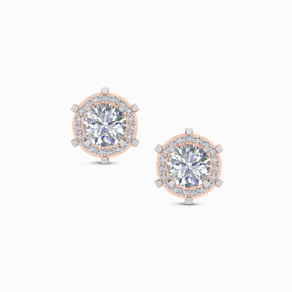 0.30 Ct Round Cut Halo Lab Grown Diamond Earrings