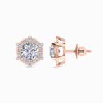 0.75 Ct Round Cut Halo Lab Grown Diamond Earrings