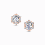 0.75 Ct Round Cut Halo Lab Grown Diamond Earrings