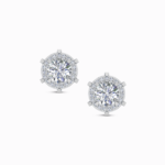 0.75 Ct Round Cut Halo Lab Grown Diamond Earrings