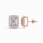 1.00 Ct Emerald Cut Halo Lab Grown Diamond Earrings