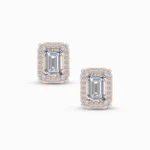 1.00 Ct Emerald Cut Halo Lab Grown Diamond Earrings