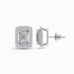 1.00 Ct Emerald Cut Halo Lab Grown Diamond Earrings
