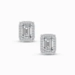 1.00 Ct Emerald Cut Halo Lab Grown Diamond Earrings