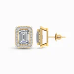 1.00 Ct Emerald Cut Halo Lab Grown Diamond Earrings