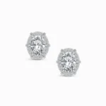 1.00 Ct Oval Cut Halo Lab Grown Diamond Mens Studs