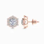1.00 Ct Round Cut Halo Lab Grown Diamond Earrings