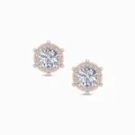 1.00 Ct Round Cut Halo Lab Grown Diamond Earrings