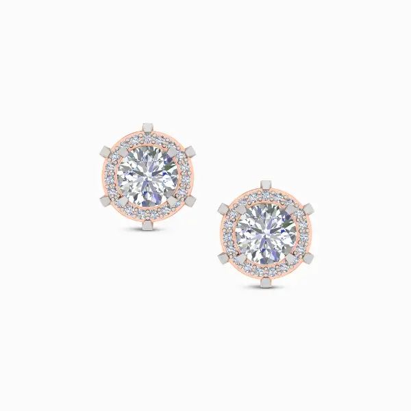 1.00 Ct Round Cut Halo Lab Grown Diamond Earrings 1.00 Ct Round Cut Halo Lab Grown Diamond Earrings