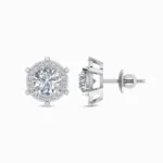 1.00 Ct Round Cut Halo Lab Grown Diamond Earrings