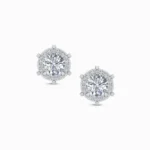 1.00 Ct Round Cut Halo Lab Grown Diamond Earrings