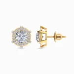 1.00 Ct Round Cut Halo Lab Grown Diamond Earrings